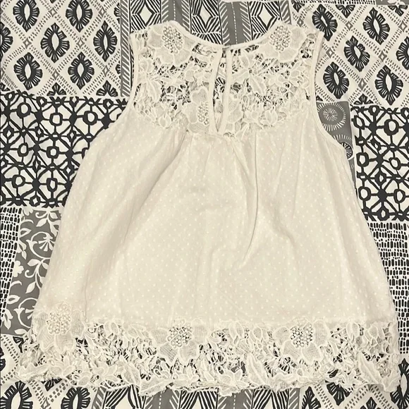 Anthropologie Lace Sleeveless Top Swiss Dot Medium - Picture 5 of 9
